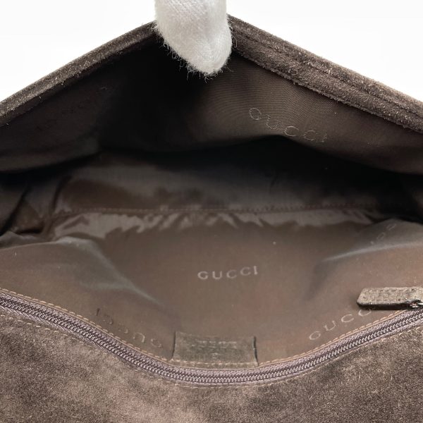 1000062950014 17 Gucci Logo Bamboo Handbag Suede Dark Brown