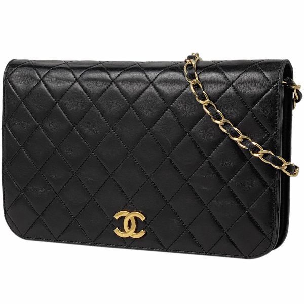 1000062960945 11 Chanel Matelasse Single Flap Chain Shoulder Bag Coco Mark Full Flap Leather Black