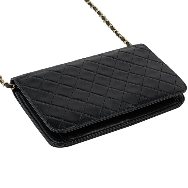 1000062960945 12 Chanel Matelasse Single Flap Chain Shoulder Bag Coco Mark Full Flap Leather Black