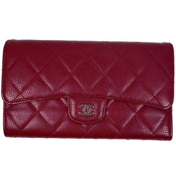 1000062967746 11 Chanel Cocomark Trifold Long Wallet Matelasse Long Wallet Caviar Skin Red