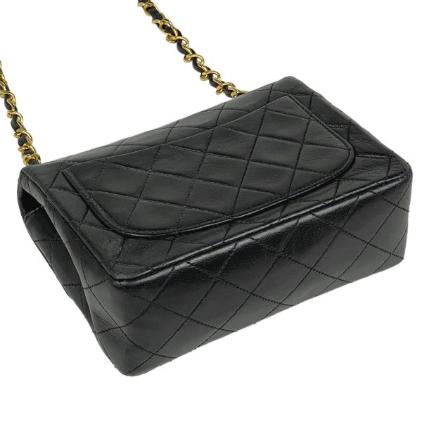 1000063077666 12 Chanel Mini Matelasse Single Flap Chain Shoulder Bag Coco Mark Leather Black