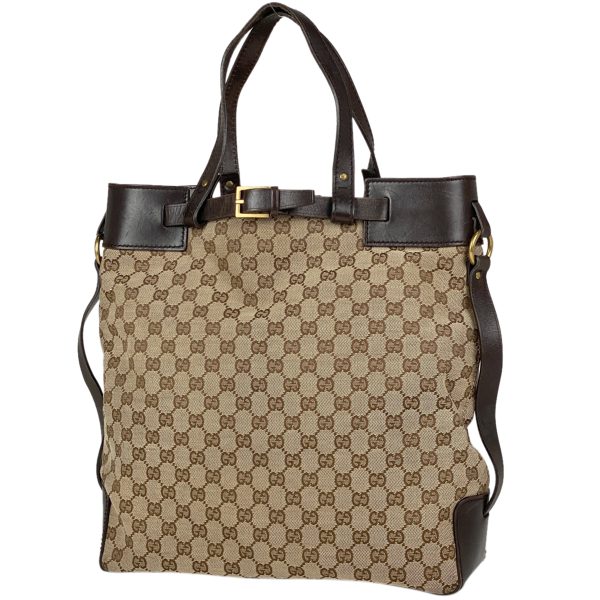 1000063093642 11 Gucci GG Pattern Tote Bag Handbag Shoulder Bag GG Canvas Brown