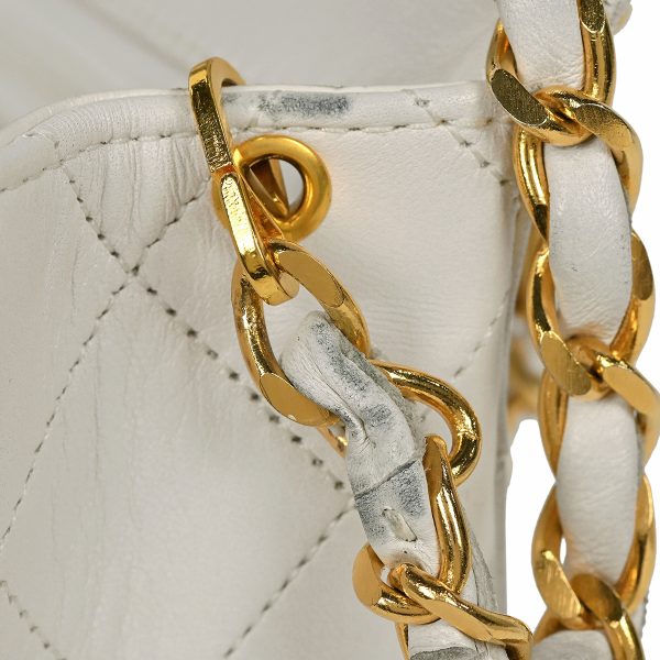 1000063259338 12 Chanel Matelasse Single Flap Chain Shoulder Bag Coco Mark Leather White