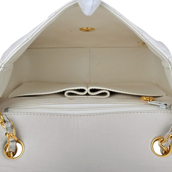 1000063259338 14 Chanel Matelasse Single Flap Chain Shoulder Bag Coco Mark Leather White