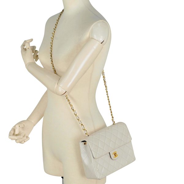 1000063259338 16 Chanel Matelasse Single Flap Chain Shoulder Bag Coco Mark Leather White