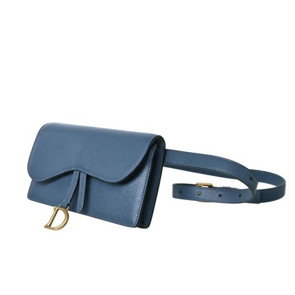 1000063275 01 Christian Dior Leather Saddle Waist Pouch Navy