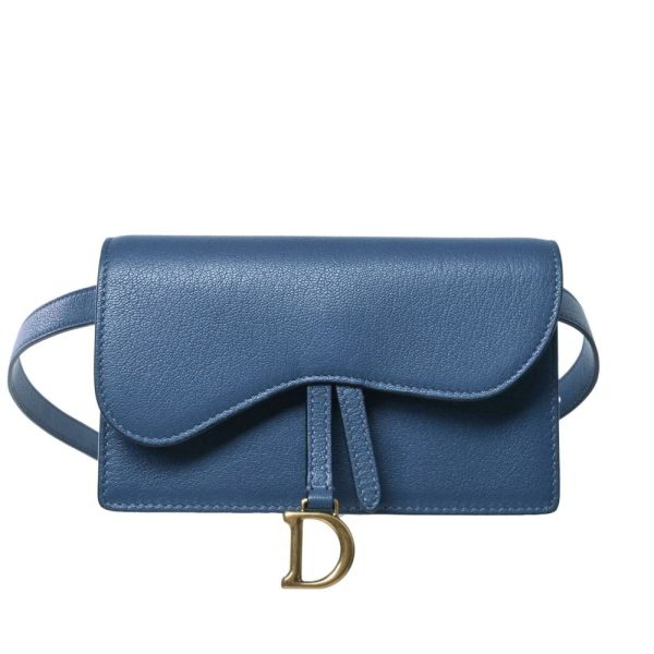 1000063275 02 Christian Dior Leather Saddle Waist Pouch Navy