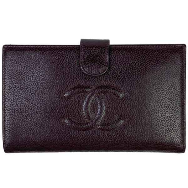 1000063535227 11 Chanel CC Clasp Billfold Coin Purse Long Wallet Leather Bordeaux