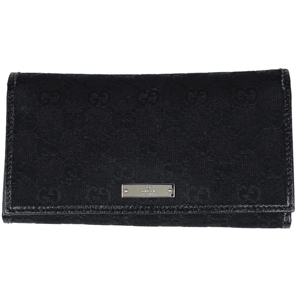 1000063685939 11 Gucci GG Pattern Bifold Wallet Bill Compartment Coin Purse Logo Plate GG Canvas Black