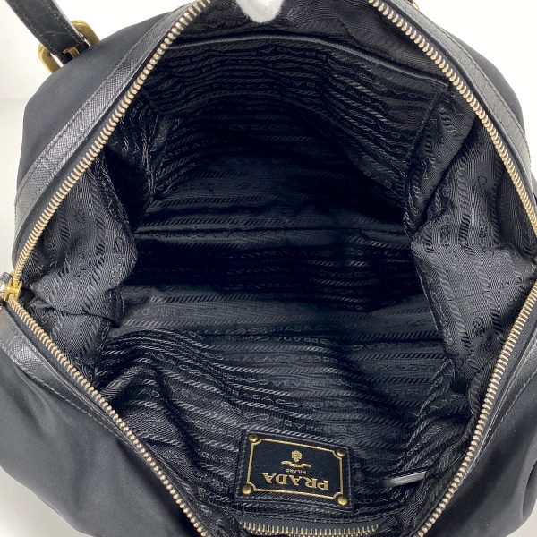 1000063799209 15 Prada Logo Nylon Handbag Shoulder Bag Black