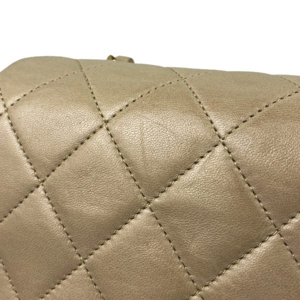 1000063820330 18 Chanel Matelasse Single Flap Chain Shoulder Bag Leather Beige