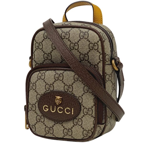 1000063836140 11 Gucci GG Pattern Neo Vintage Shoulder Bag Tiger Head GG Supreme Brown