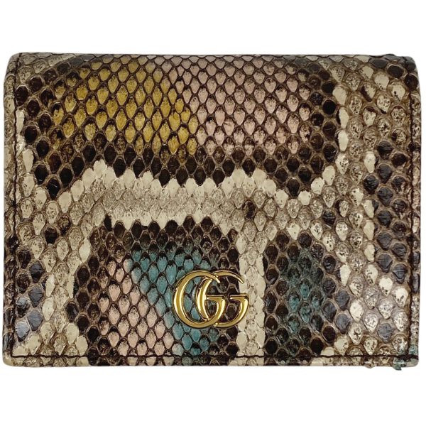 1000063836676 11 Gucci GG Marmont Mini Wallet Double G Bifold Python Beige