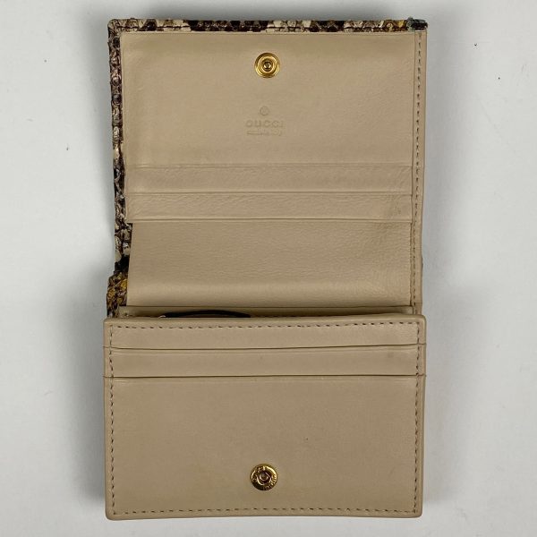 1000063836676 17 Gucci GG Marmont Mini Wallet Double G Bifold Python Beige