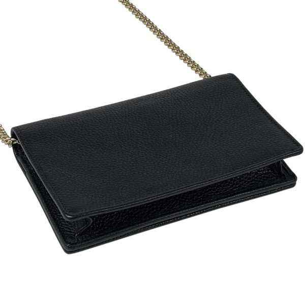 1000063842042 12 Gucci Soho Chain Wallet Interlocking G Clutch Bag Leather Black