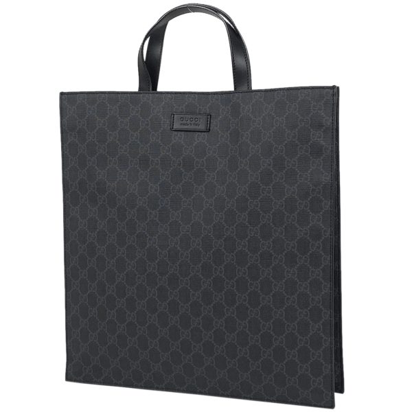 1000063842295 11 Gucci GG Pattern Tote Bag 2WAY Shoulder GG Supreme Tote Bag Coated Canvas Black