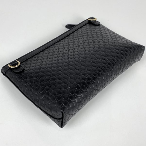 1000063842318 12 Gucci Micro Guccisima Clutch Bag 2WAY Shoulder GG Pattern Clutch Bag Shima Leather Black