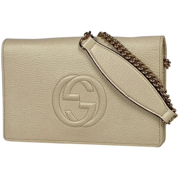 1000063843827 11 Gucci Soho Chain Wallet Interlocking G Clutch Bag Leather Ivory