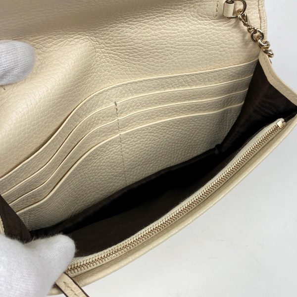 1000063843827 15 Gucci Soho Chain Wallet Interlocking G Clutch Bag Leather Ivory