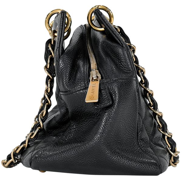 1000063843841 02 Chanel Coco Mark Chain Tote Bag CC Mark Matelasse Handbag Tote Bag Caviar Skin Black