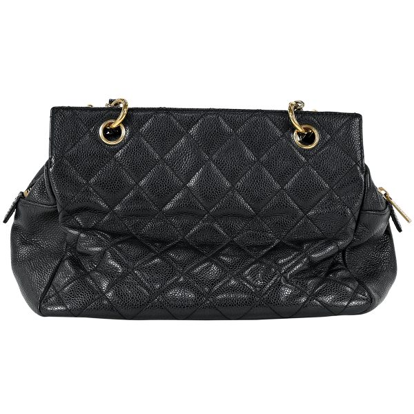 1000063843841 03 Chanel Coco Mark Chain Tote Bag CC Mark Matelasse Handbag Tote Bag Caviar Skin Black