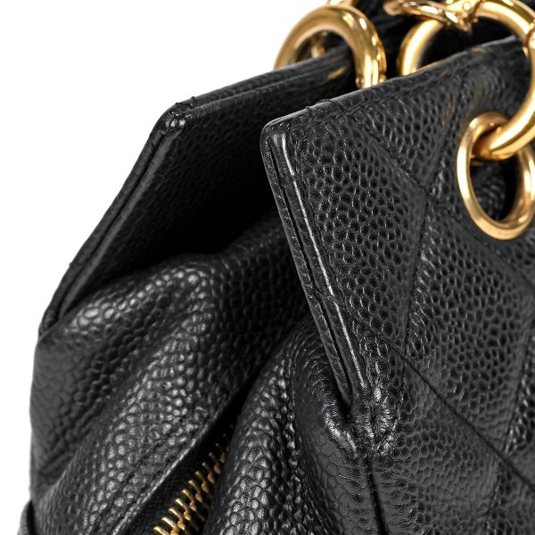 1000063843841 08 Chanel Coco Mark Chain Tote Bag CC Mark Matelasse Handbag Tote Bag Caviar Skin Black