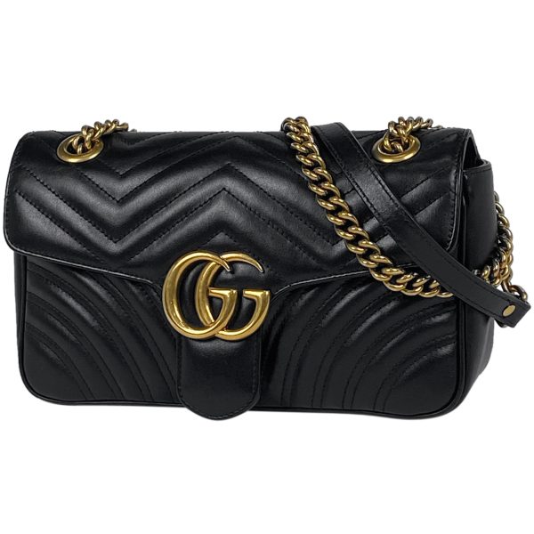 1000063843858 11 Gucci GG Marmont Chain Shoulder Bag Double G Crossbody Heart Leather Black