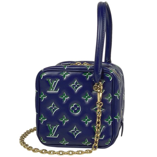 1000063843902 11 Louis Vuitton Square Bag 2WAY Chain Shoulder Bag Monogram Leather Blue