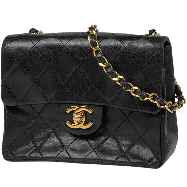 1000063843988 11 Chanel Mini Matelasse Single Flap Chain Shoulder Bag Coco Mark Pochette Leather Black