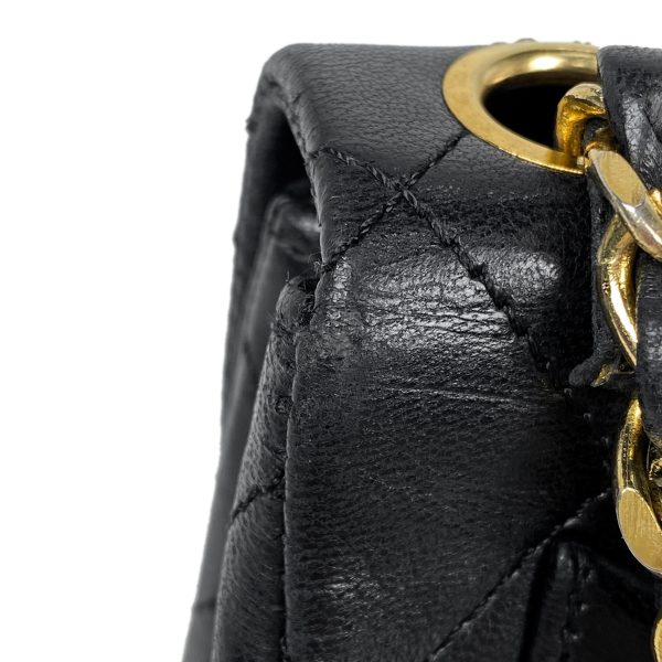 1000063843988 16 Chanel Mini Matelasse Single Flap Chain Shoulder Bag Coco Mark Pochette Leather Black