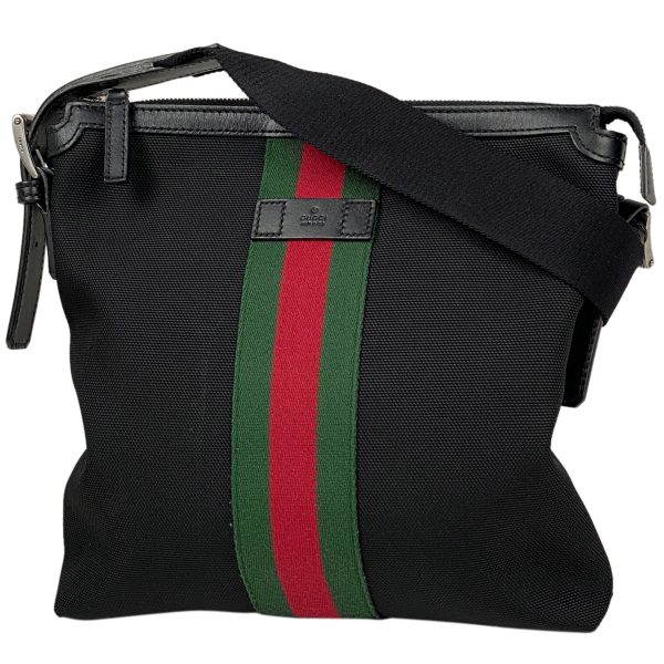 1000063943695 11 Gucci Sherry Line Shoulder Bag Crossbody Messenger Webbing Nylon Black