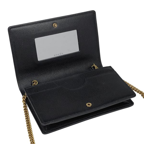 1000064067888 16 Gucci GG Marmont Chain Wallet Clutch Bag Shoulder Bag Leather Black