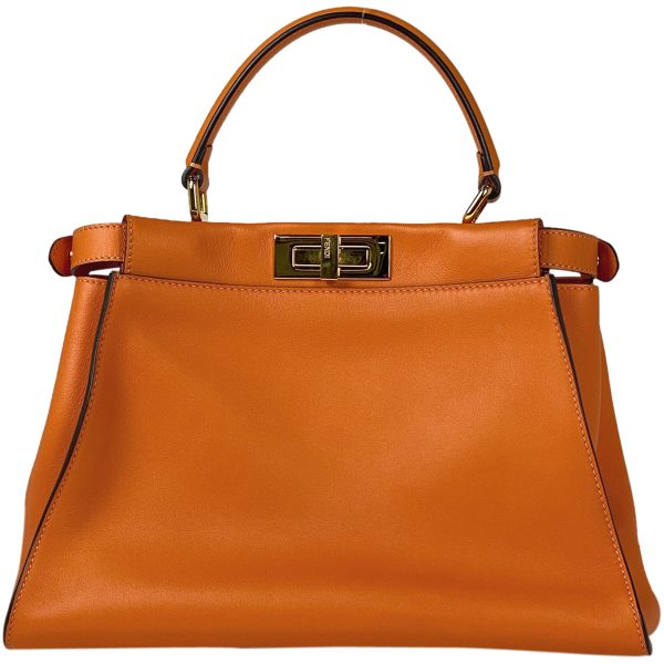 1000064096796 13 Fendi Peekaboo Regular Leather Shoulder Bag Orange