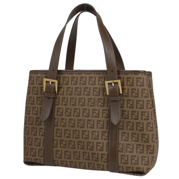 1000064096956 11 Fendi Zucchino Pattern Coated Canvas Handbag Brown