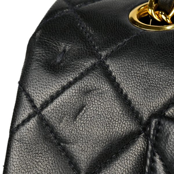 1000064176573 07 Chanel Matelasse W Flap Chain Shoulder Bag Coco Mark Shoulder Bag Leather Black