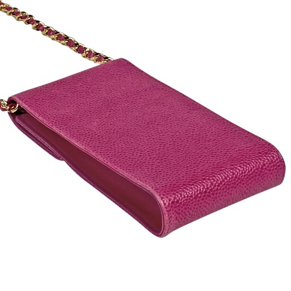 1000064184974 12 Chanel Cocomark Chain Pochette Smartphone Case Shoulder Bag Caviar Skin Pink