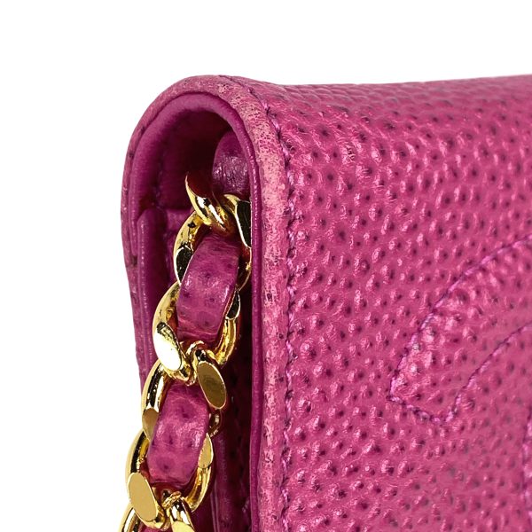 1000064184974 15 Chanel Cocomark Chain Pochette Smartphone Case Shoulder Bag Caviar Skin Pink