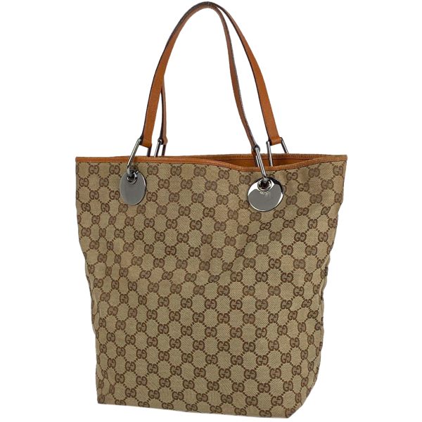 1000064350232 11 Gucci GG Pattern Tote Bag Shoulder Canvas Brown