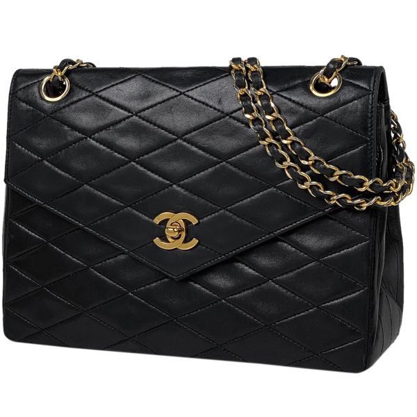 1000064372944 11 Chanel Coco Mark Chain Shoulder Bag W Chain Mademoiselle Leather Black