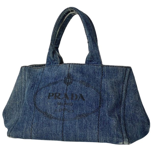 1000064390573 11 Prada Canapa Denim Tote Bag Blue