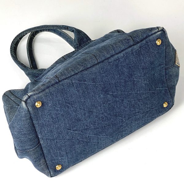 1000064390573 12 Prada Canapa Denim Tote Bag Blue