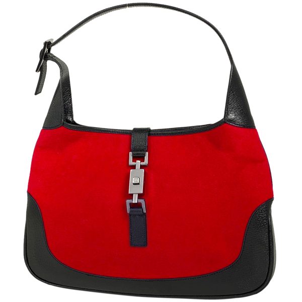 1000064408469 11 Gucci Jackie Line Shoulder Bag Logo Fabric Red Black