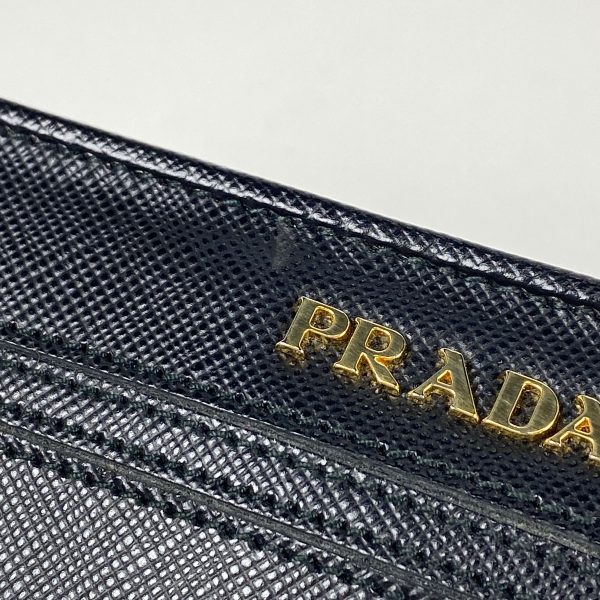 1000064420034 13 Prada Logo Bi Fold Long Wallet Saffiano Leather Black