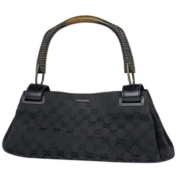 1000064439906 11 Gucci GG Pattern Handbag Wood Handle GG Canvas Black