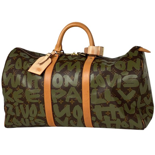 1000064442258 11 Louis Vuitton Keepall 50 Handbag Monogram Graffiti Khaki