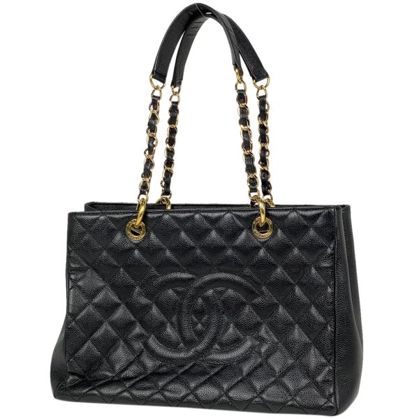 1000064455838 11 Chanel Coco Mark Chain Tote Bag Shoulder Bag Matelasse GST Caviar Skin Black