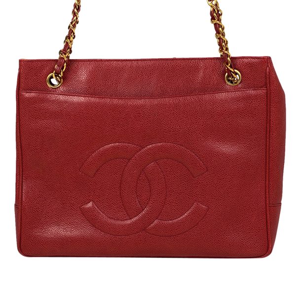 1000064462027 13 Chanel Coco Mark Chain Tote Bag Shoulder Bag Caviar Skin Red