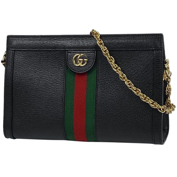 1000064462034 11 Gucci Ophidia Small Shoulder Bag GG Chain Sherry Line Leather Black