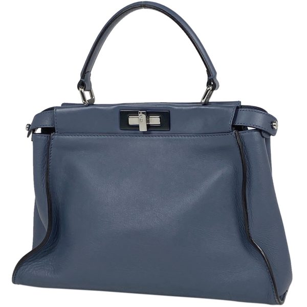 1000064462058 11 Fendi Peekaboo 2WAY Shoulder Bag Turnlock Leather Handbag Blue