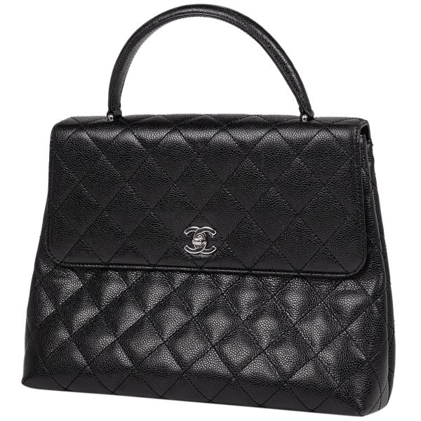 1000064462164 11 Chanel Cocomark Handbag Matelasse Caviar Skin Black